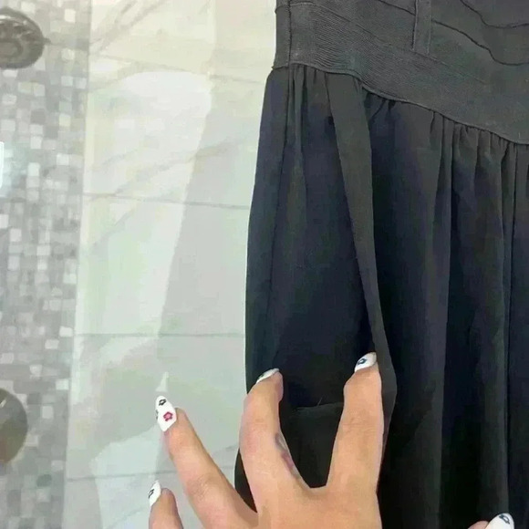 Hot Miami Styles Black Pockets Side Slit Sweetheart Neck Strapless Jumpsuit Sz M - Picture 4 of 12